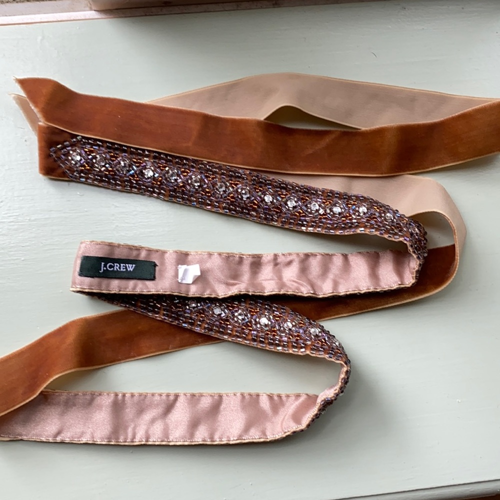 J Crew beaded belt-light brown velvet